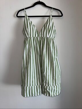 Abercrombie & Fitch White and Green Striped Sundress